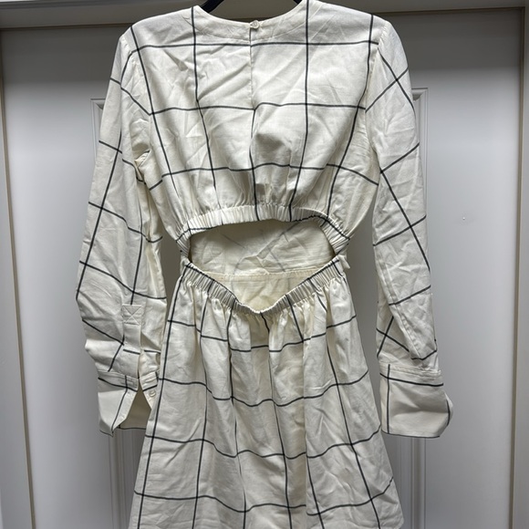 STAUD Cream And Black Windowpane Crosshill Mini Dress - Picture 11 of 14